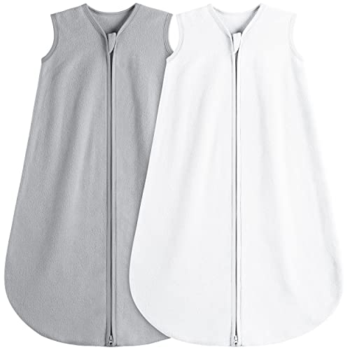 Image of BSTOPPT Micro-Fleece Baby Sleep Sack 0-3 Months All Season Baby Sleeping Bag 2-Way Zipper Toddler Wearable Blankets 2Pack Warm Soft Plush 1.5 TOG sleep sack