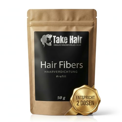 Take Hair Streuhaar Nachfüllbeutel 50g I Hält bei Regen und Wind I Für Männer und Frauen I Schütthaar zur Haarverdichtung I Hair Fibers Haarpuder Haarpulver Haarausfall (Streuhaar Grau)