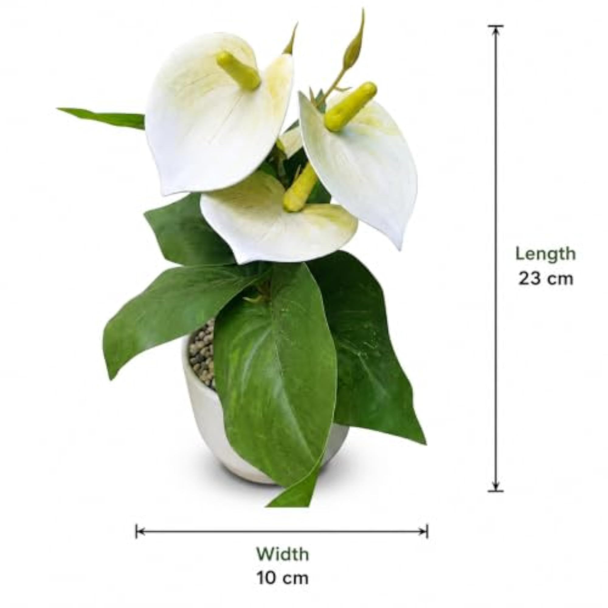 Artificial Anthurium Flower Plant with White Pot