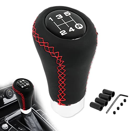 DREAMIZER Universal Pomo de la Palanca de Cambios del Coche, 5 Velocidad Manual Automotriz Pomo Palanca de Cambio con 4 Adaptadores 8mm 10mm 11mm 12mm