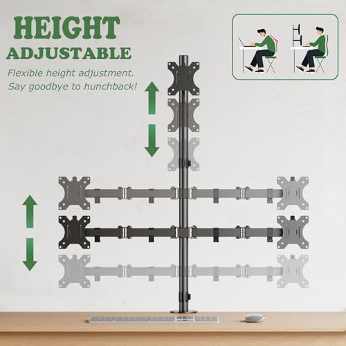 UPGRAVITY 3 Monitor Desk Mount for 17 to 32 inch Screens, Fully Adjustable Triple Monitor Stand with Tilt,Swivel,Rotate, Each Arm Holds up 17.6 lbs,VESA Mount 75x75/100x100mm, Clamp & Grommet Kit by UPGRAVITY - Image 4
