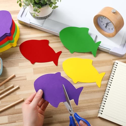 Image of Ireer 48 Pcs Large Foam Fish Cutouts 6 Inch Colorful Fish Shapes Classroom Bulletin Board Decoration Back to School Foam Die Cut for Teachers Crafts DIY Office School Chalkboard Wall Decor