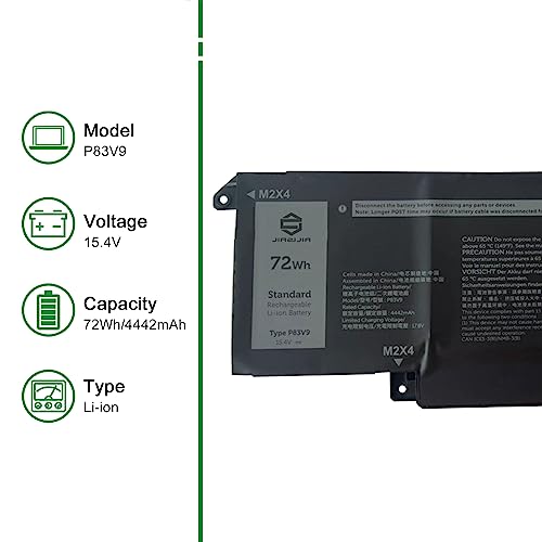 Image of P83V9 Laptop Battery Replacement for Dell Precision 5470 5480 5490 Series Notebook 0CDTT2 CDTT2 YXP8T Black 15.4V 72Wh 4442mAh