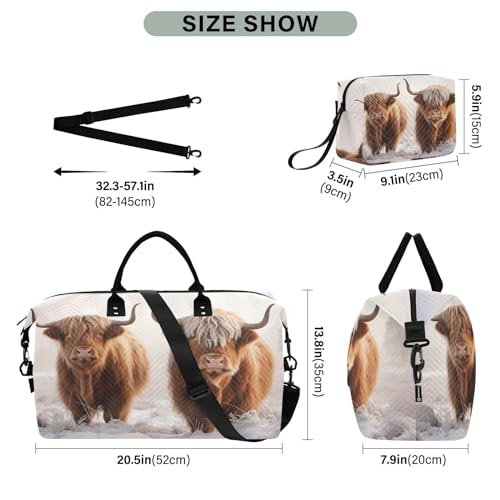 Kigai Highland Cows Duffle Bag Versatile Travel Duffel for Men and Women, Carry On for Weekend or Overnight Stay3