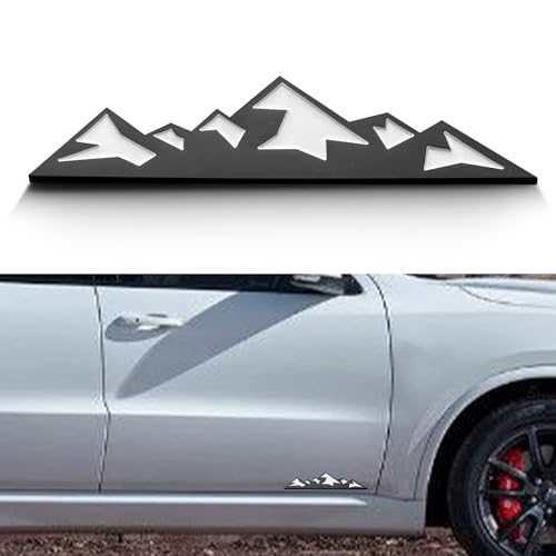 Image of 7 Inch Mountain Graphic Logo Badge Emblem, Snow Mountain Emblem for Car Trunk Tailgate Emblem (Black White)