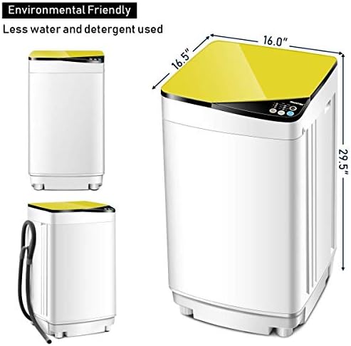 RELAX4LIFE Full-Automatic Compact Washing Machine with 6 Programs, 3 Water Levels, Imbalance Adjustment All-in-One Combination Washers & Dryers 7.7 lbs Portable Laundry Washer for Dorm, RV (Yellow)