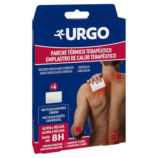 Urgo - Parche térmico terapéutico - Indicado para dolores musculares y articulares - Caja con 4 parches de 10 cm x 13 cm