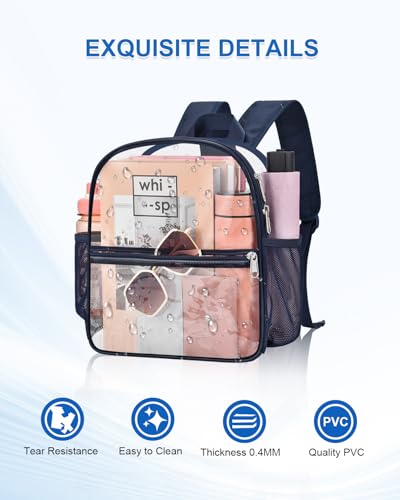 Image of Clear Backpack for Stadium Events, 12x12x6 Small Clear Plastic bag with Reinforced Straps for Game Security Festival Concert