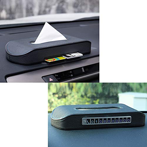 FMS Genuine Leather Car Tissue Case Holder for Putting on Car Dashboard