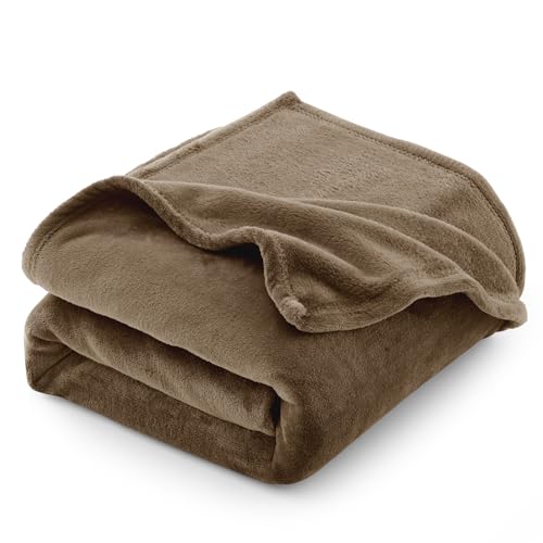 CozyLux Coperta Plaid Pile di Flanella 260gsm, Divano/Letto Singolo/Matrimoniale 150 x 200 cm, Copridivano di Microfibra Calda e Morbida - Marrone Scuro