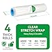 18" x 1500' Plastic Shrink Wrap Roll - 80 Gauge, 500% Stretch Industrial Strength Moving Wrap, Heavy Duty Pallet & Furniture Protection - 4 Roll Bundle Stretch Wrap with Handles