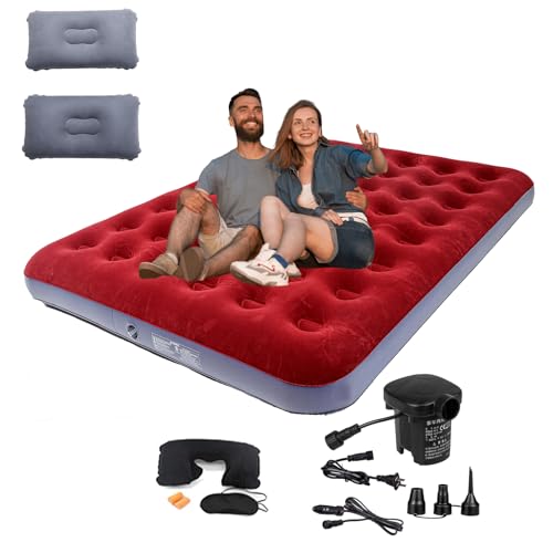 Onirii Queen Size Double Camping Air Mattress Bed with Air Pump,Inflatable Mattress,80