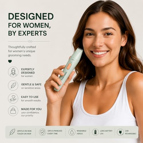 Image of 6-in-1 Trimmer For Woman | Facial Hair Removal Machine | Bikini Trimmer for Woman | Private Part | Face, Eyebrow & Underarm | 90 Min Runtime, USB Charging, Waterproof, Painless