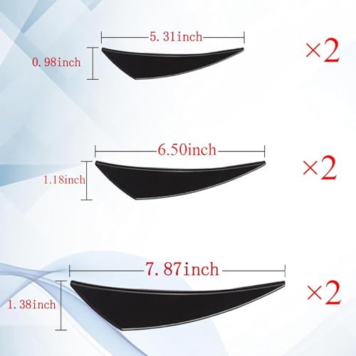 Pack-6 Car Spoiler Canards Kit, Universal Auto Front Bumper Lip Splitter, Body Anti-Collision Diffuser, Exterior Soft Rubber Decorative Stickers (Glossy Black) - Image 2