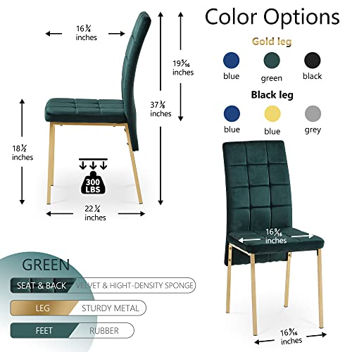 Homedot Set Of 4 Dining Chair, Luxury Velvet Accent Chair High Back Living Room Chair No Arms, Upholstered Home Kitchen Chair Modern Stylish Bedroom Chair With Gold Color Legs For Home, Hotel,Club #TOP6