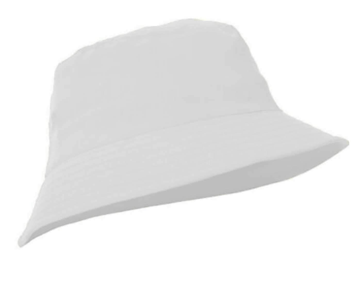 Mfaz Morefaz Ltd Unisex White Bucket Hat Sun Protection Cap Fishing Outdoor Sun Beach Hat (White)