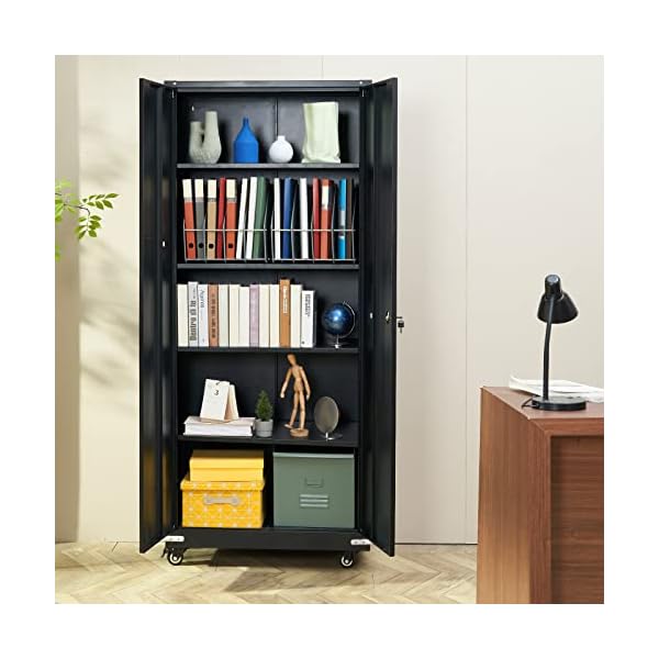 VEVOR-Metal-Storage-Cabinet-with-Wheels-75-in-Locking-Cabinet-with-4-Adjustable-Shelves-2-Magnetic-Doors-200-lbs-Capacity-per-Shelf-Metal-Cabinet-with-3-Keys-for-Home-Office-Garage-Black VEVOR-Metal-Storage-Cabinet-with-Wheels-75-in-Locking-Cabinet-with-4-Adjustable-Shelves-2-Magnetic-Doors-200-lbs-Capacity-per-Shelf-Metal-Cabinet-with-3-Keys-for-Home-Office-Garage-Black