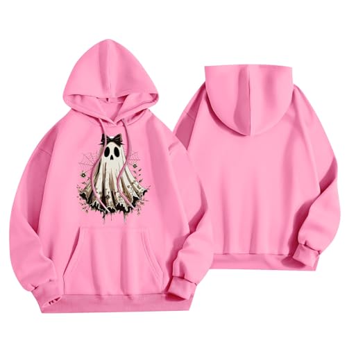 Halloween Hoodies for Women 2025 Fall Fashion Long Sleeve Cute Ghost Graphic Lightweight Hoodie with Pockets