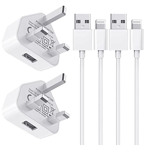 Image of iPhone Charger Plug and Cable 【Apple MFi Certified】 2 Pack USB Charger Plug and 1M Lightning Cable Power Adapter Compatible with iPhone 14/13/12/SE/11/XS/XR/X/8/7/iPad/iPod Support all iOS Systems