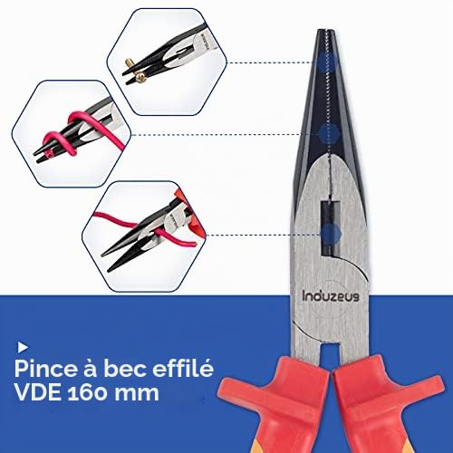 Lot de 14 outils isolés VDE avec pinces d'électricien et jeu de tournevis d'électricien, testé jusqu'à 10 000 V
