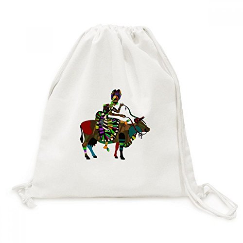 Sac en toile haut de gamme avec cordon de serrage et graphisme totem traditionnel