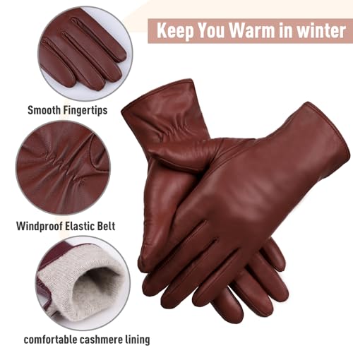 MGGMOKAY Women Leather Touch Screen Gloves