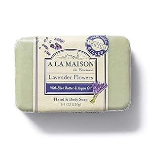 A LA MAISON Lavender Flower Bar Soap – Triple French Milled Natural Moisturizing Hand Soap Bar (1 Bar of Soap, 8.8 oz)