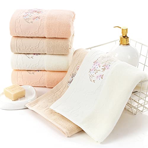 Tinymumu Hand Towels Set Of 2 Embroidered Floral Pattern 100% Cotton Absorbent Soft Towel For Bathroom 13.4 X 29.1 Inch (Brown) #TOP2