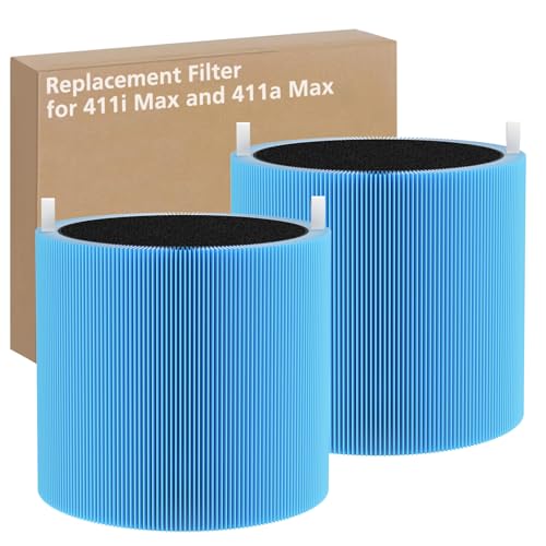 2 Pack 411i & 411a Max Replacement Filter Compatible with Blue Pure 411i & 411a Max Air Purifiers, HEPA & Activated Carbon Filter, Blue