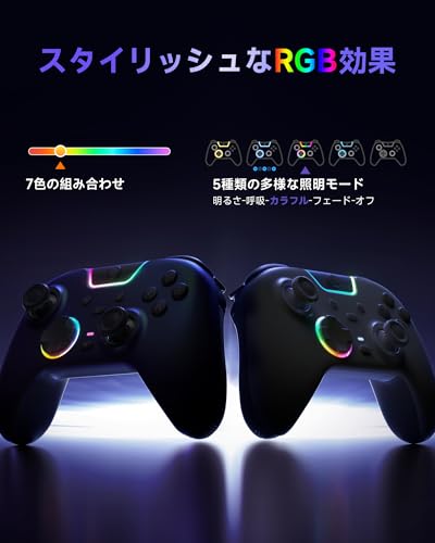 undefined EasySMX X05PRO ゲームパッド コントローラー 無線/有線接続 二段階ホールトリガーク付きゲーム コントローラー RGB 1000Hzポーリングレート 軽音ボタン1000mAh大容量バッテリーPC/Switch/iOS/Android/Steam Deck用 (紫) の商品画像 2