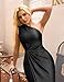 YMDUCH Women's Elegant One Shoulder Sleeveless Twist Waist Bodycon Party Long Dress Black
