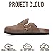 Project Cloud 100% Genuine Leather Footbed Clogs for Women - Memory Foam Arch Support Slippers for Women - Trendy Slip-ons Women's Mules & Clogs Sandals (Benton,BRNSUGARLE,7M)