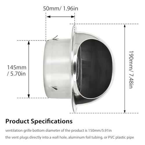 Grille de ventilation 150mm en acier inoxydable ronde avec maille fine - 3