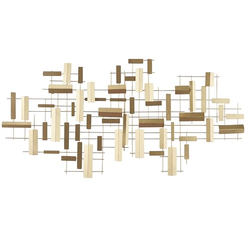 CosmoLiving by Cosmopolitan Metal Geometric Home Wall Decor 3D Stripes Wall Sculpture, Wall Art 60" x 1" x 30", Gold