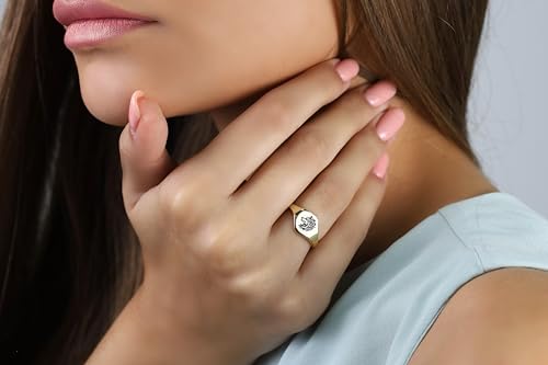 Bague signet loup en or 14k avec gravure hexagonale haut de gamme - 2