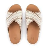 The Sak Penelope Slide Sandal - Women's Flat Fashion Slides with Soft Cushion Sole -Hand Crochet Slip On Sandals for Everyday
