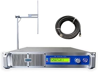 1000W Long Range FM Broadcast Transmitter + 1 Bay Dipole Antenna + 30m Cable for Radio Station, Church, Home