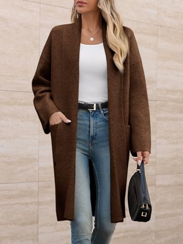 Image of Saodimallsu Womens Long Cardigan Sweaters Chunky Open Front Oversized Slouchy Knit Fall Trendy Coatigan Jackets