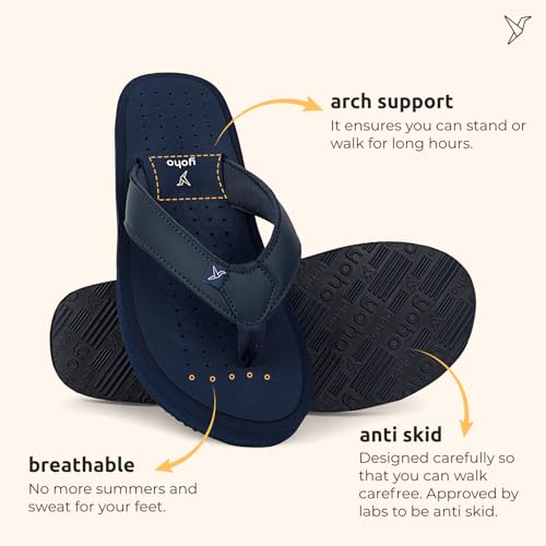 Image of YOHO ArchFlex orthopedic slippers for men | Arch support for pain relief | Soft, Anti-Skid, lightweight | comfortable padded straps flip flops for Everyday