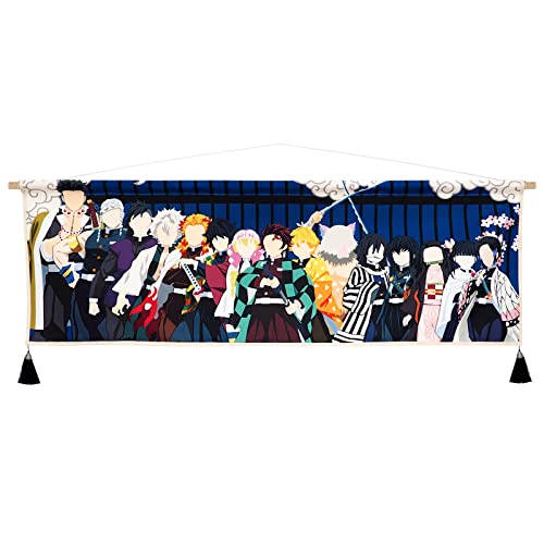 Hanging Manga Poster Canvas Wall Art Painting Of Anime Characters Cartoon Role Tapestry Silhouette Effect Wall Tapestry With 2 Tassels And Wooden Hanging Rod Wall Decor Decoration For Room #TOP27