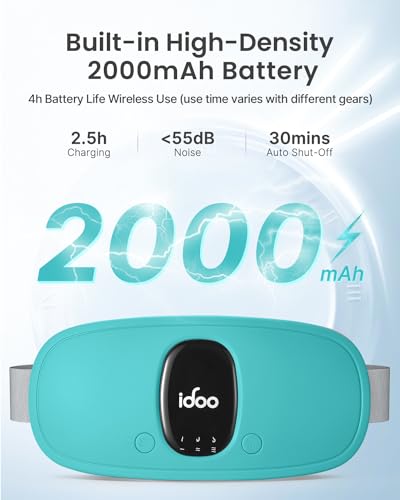 Image of iDOO Heating Pad for Period Cramps, FSA Eligible Items Only List, Portable Cordless Heating Pad, Electric Waist Belt Device, Gifts for Girlfriend Mom Wife Women (Blue)