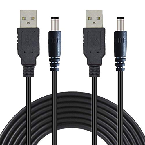 Liwinting 2X 1.5 m USB a DC Cable, USB to DC Cable 5V 5.5mm / 2.1mm DC Barrel Male Jack Convertidor Cable de Carga de alimentación para Luces de Tira Led, CCTV, cámara Foscam, enrutador, etc.