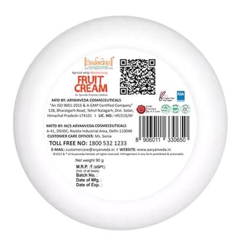 Image of Aryanveda Apricot Whip Moisturizing Fruit Cream For Men & Women 90 Gm Each - Pack Of 2