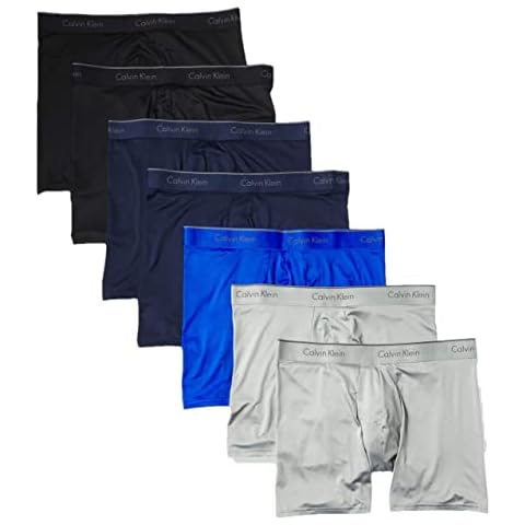 Calvin Klein Men's Micro Stretch 7-pack Boxer Brief, 2 Black, 2 Blue Shadow, 2 Medium Grey, 1 Cobalt Water, Large Cover