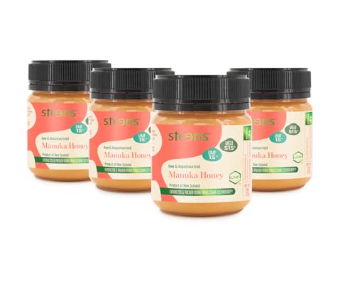 Steens Manuka Honey - MGO 515+ - Pure & Raw 100% Certified UMF 15+ Manuka Honey - Bottled and Sealed in New Zealand - 4 x 7.9 oz