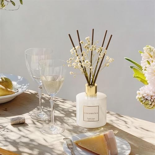 Image of COCORRINA Reed Diffuser - Fresh Linen 6.7 fl oz Reed Diffuser with Sticks, Home Bedrrom Bathroom Shelf Decor