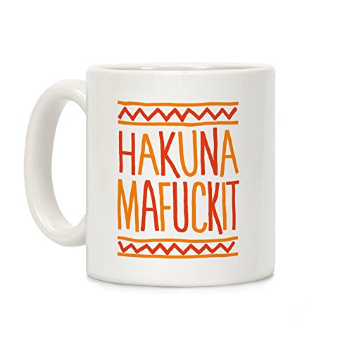 LookHUMAN Hakuna MaFit Taza de café de cerámica, color blanco, 325 ml