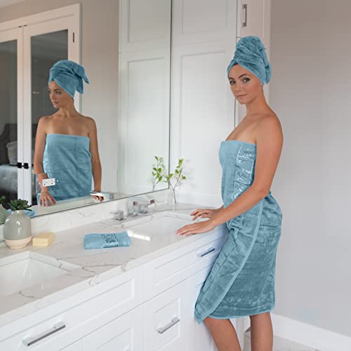 Marmaris Co. Bamboo Towels Set Of 3 Luxury Bath Towel, Hand Towel, And Face Towel Set Complete Towels Set For Bathroom (Petrol) #TOP2