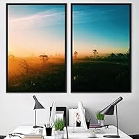 2 Piece Framed Canvas Wall Art Sunset in The Trees Canvas Prints Home Artwork Decoration for Living Room,Bedroom - 16