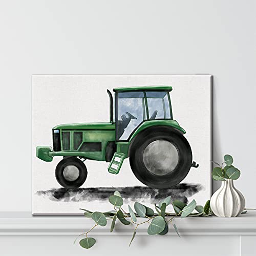 Tractor Canvas Wall Art Watercolor Transportation Vehicles Tractor Canvas Painting Prints For Home Boys Bedroom Nursery Wall Decor Framed Artwork Gifts(12X15 Inch) #TOP5